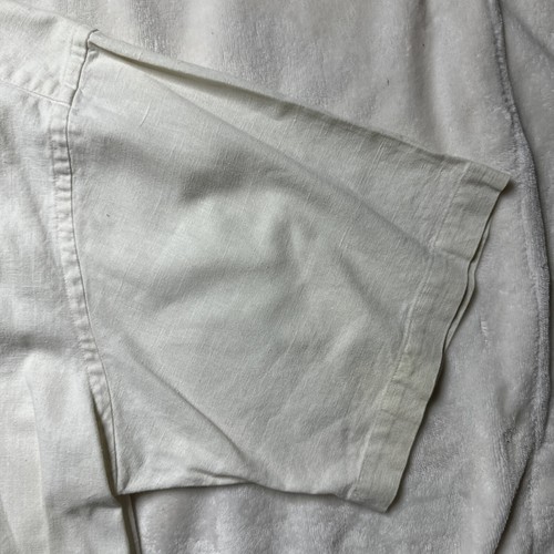 Tommy Hilfiger Men's Linen Short Sleeve Button Large White Cream Logo Shirt - Picture 9 of 16