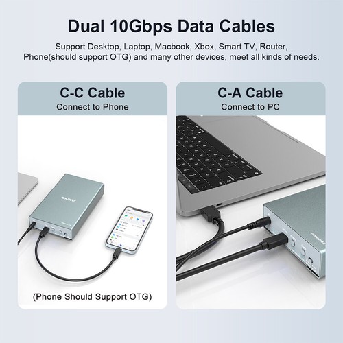 Dual Bay Enclosure NVME Cloner Dock M.2 NVMe+2.5 3.5 Inch SATA SSD/HDD Enclosure - Afbeelding 7 van 15