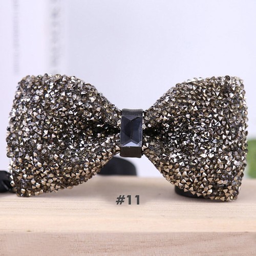 Wear Bow Tie Crystal Glitter Silver Wedding Pop Ball Party Rhinestone Bowtie New - Picture 11 of 44