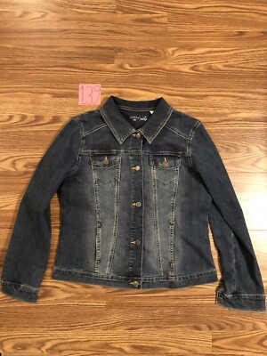 Lee Riders Denim Jean Blue Trucker Biker Western Jacket Size XL Blue Button Up