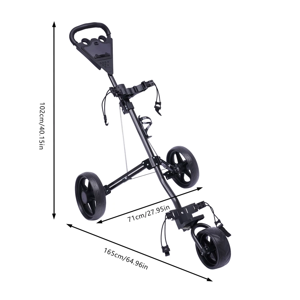 Carro de empuje plegable para caminar de golf de 3 ruedas con soporte para bolsa de golf NUEVO Foto 2 de 4