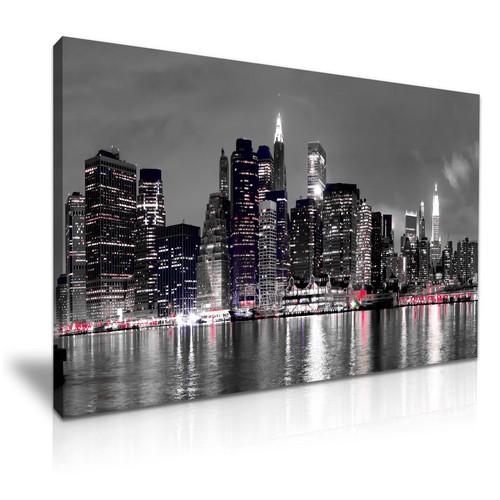 New York City Skyline Leinwand Wandbild Bild Druck 76x50cm - Bild 1 von 2