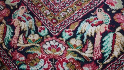 Stunning Pure Silk Hand Knotted Birds Flowers Oriental Rug 3'6" x 5'3" Excellent - Picture 11 of 24