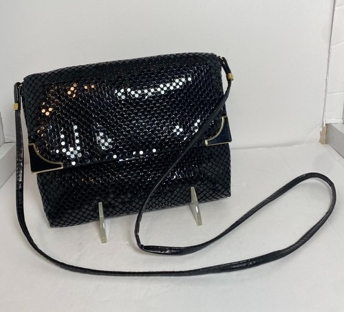 Vintage schwarz Metall Mesh Clutch/Schultertasche - Bild 4 von 10