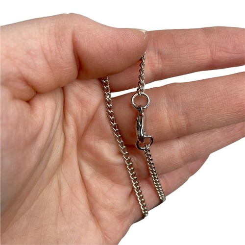 Silver Tone Upside Down Triangle Tassel Pendant Curb Chain Long Necklace - Picture 5 of 7