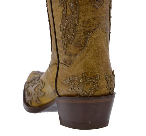 Womens Sand Western Boots Cowgirl Cowboy Snip Bota Mujer Vaquera Size 6, 7, 8, 9 - Picture 4 of 5