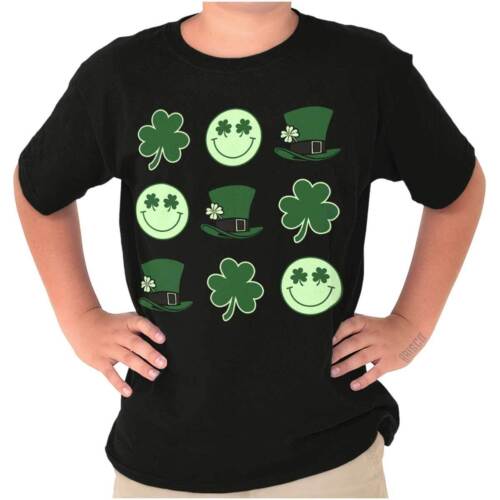 St Patrick's Day Shamrock Four Leaf Clover Youth Crewneck T Shirts Boy or Girl