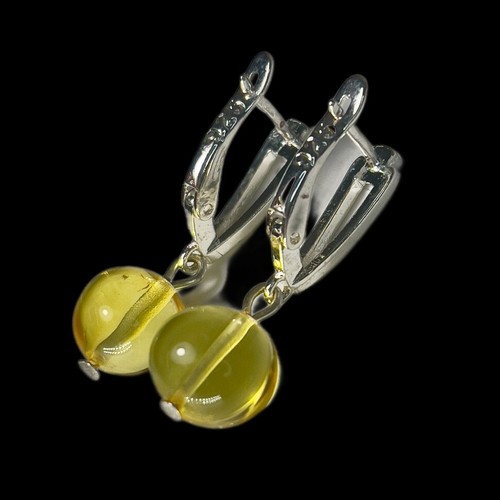 USA Handmade Earrings with an Amber Sun Ball KIZIMA - Bild 2 von 5
