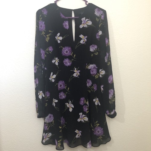 FOREVER 21 CONTEMPORARY Juniors Medium Long Sleeve Dress Peep Hole Floral NWOT - Picture 2 of 18