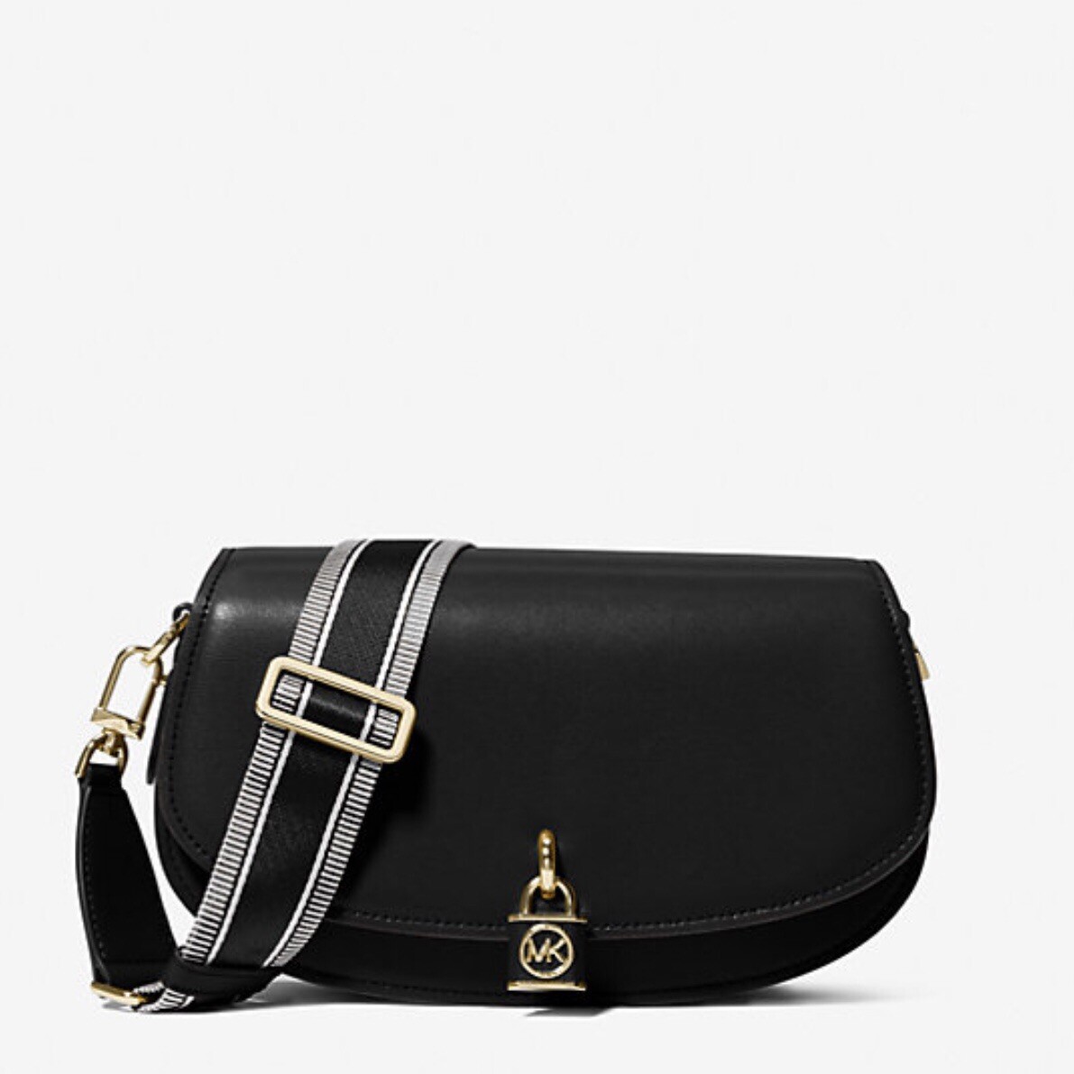 Michael Kors Black Leather Messenger Bag Christina Medium Pebbled Leather Messenger Bag in BLACK  main image 2