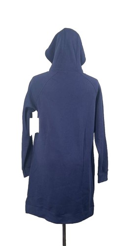 Askya Hoodie Sweatshirt Dress Navy Blue Long Sleeve Sz S Cotton Blend Pockets - Picture 2 of 11