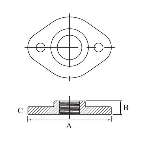 AAP 1" (25mm) Flange Oval Galvanised Malleable LFO25 - Bild 2 von 2