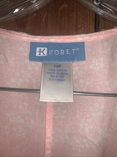 Koret Womens Dress Tie Back Button Front Short Sleeve Sz 14 Pink - Picture 3 of 4