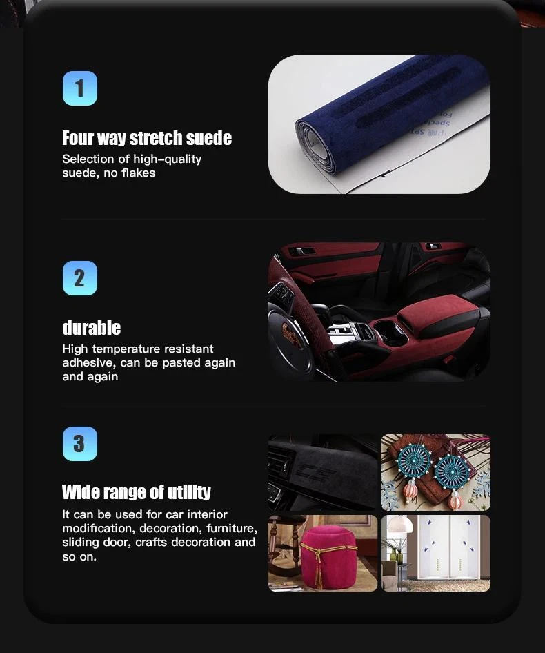 Self Adhesive Faux Suede Fabric Wrap Film Sticker for Car Interior Panel Upgrade - Image 3 of 4