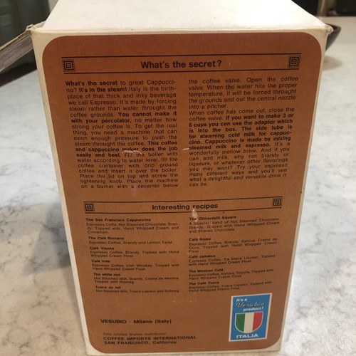 Vintage Via Veneto Espresso Cappuccino Maker CX25 Italy In Box - Picture 10 of 14