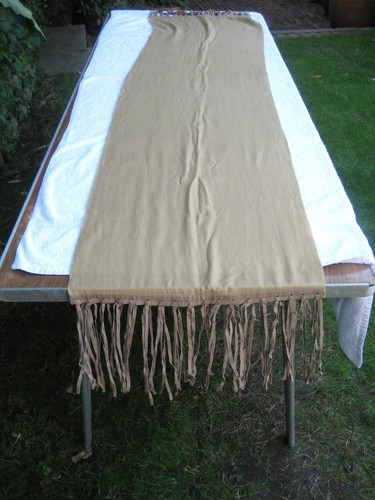 Tashia London hand-woven cashmere/silk shawl/pashmina/wrap with leather fringe - Picture 2 of 7