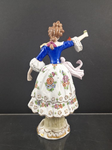 Sitzendorf Thüringer Porzellan, Porzellanfigur, Dame Mit Blume, Handbemalt, Top - Bild 4 von 6