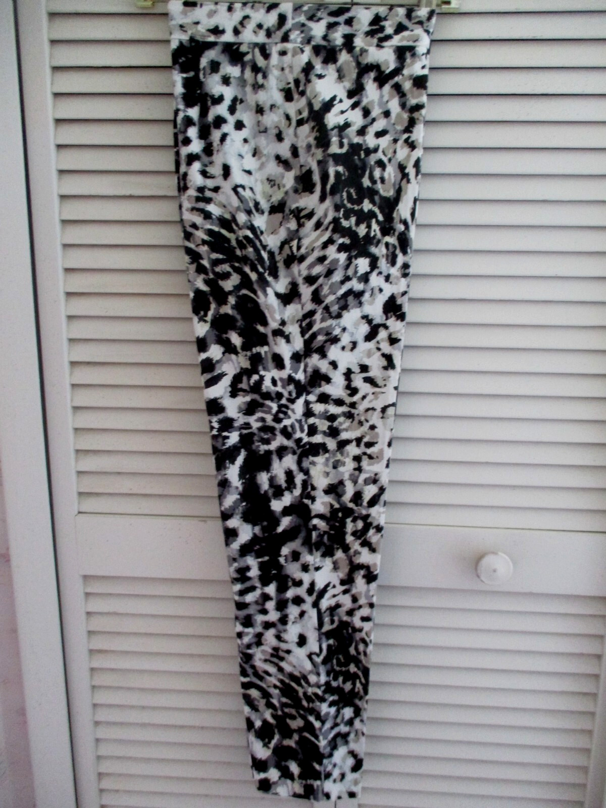 NATORI CROPPED PPANTS COTTON BLEND  LEOPARD PRINT MULTICOLOR WHITE  8 NEW