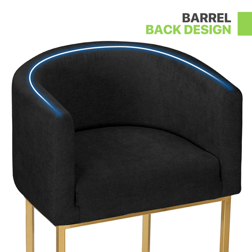 2 Piece Dining Chair Modern Barrel Chair Upholstered Black Accent Chair Armchair - Picture 6 of 9