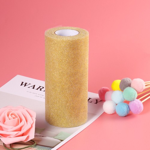 1PZ Rotolo di Nastro di Tulle Spumante 6 Pollici Rotoli di Tulle Glitter 25 Iarde Bobina di Tulle - Foto 4 di 10