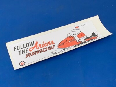 Vintage 1970s Ariens Snowmobile  Bumper Sticker ''FOLLOW THE ARIENS ARROW'' 3 x 10