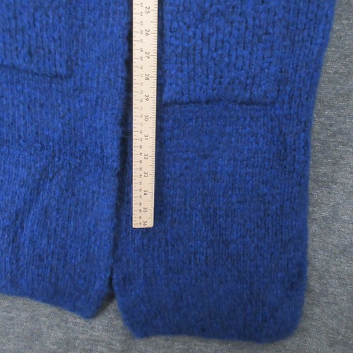 Zara Cardigan Womens M Long Blue Snap Up Mohair Wool Blend Long Sleeve New - Picture 4 of 9