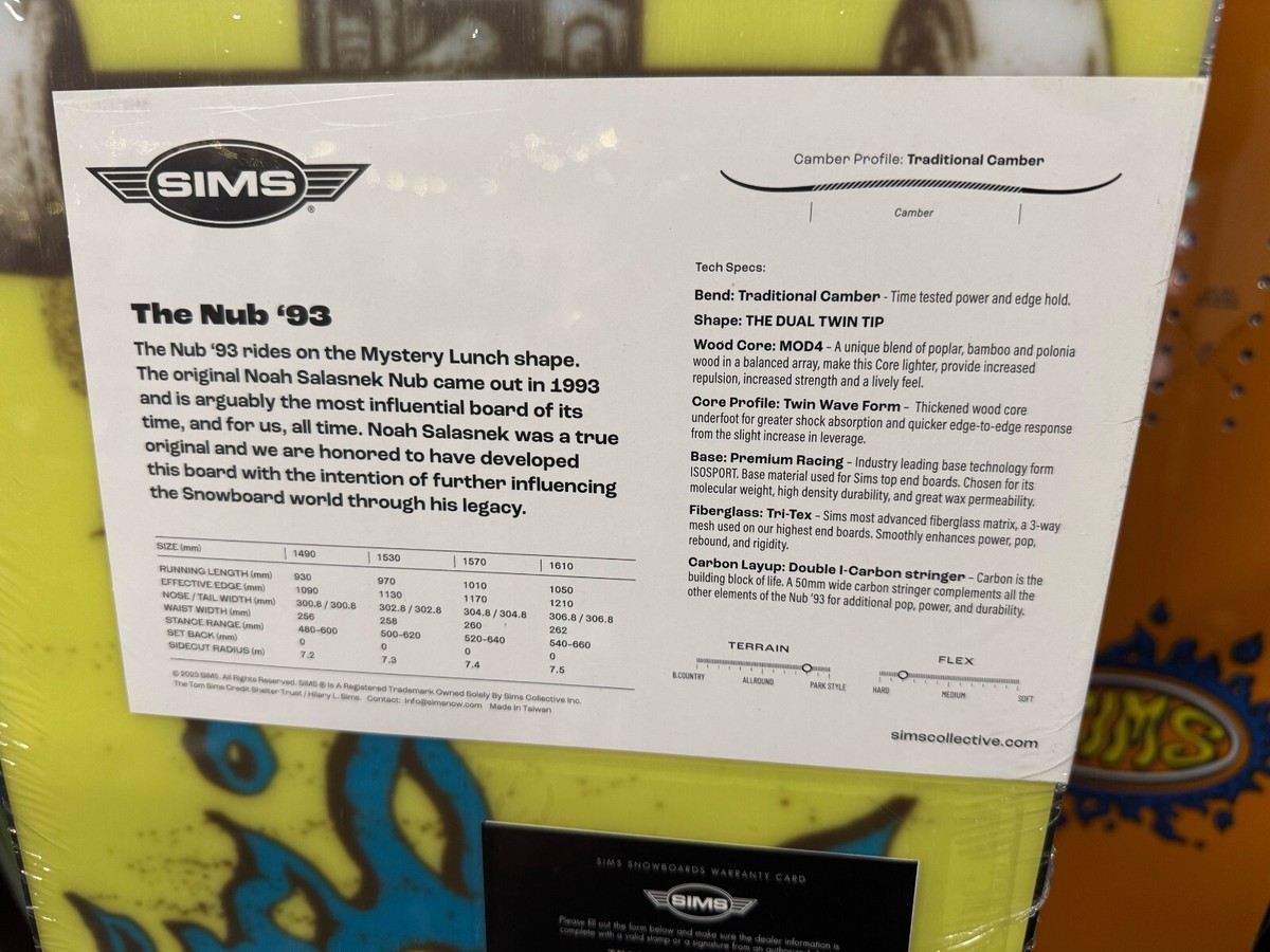 Sims Snowboard 93' Nub Noah Re-issue 149 Salasnek New! Re Sims Snowboard 93' Nub Noah Re-issue 149 Salasnek New! Re