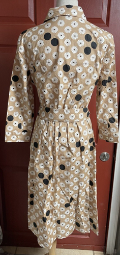 NWOT Talbots Cotton Floral Print Belted Collared 3/4 Sleeve Shirt Dress sz 6 - Picture 2 of 3