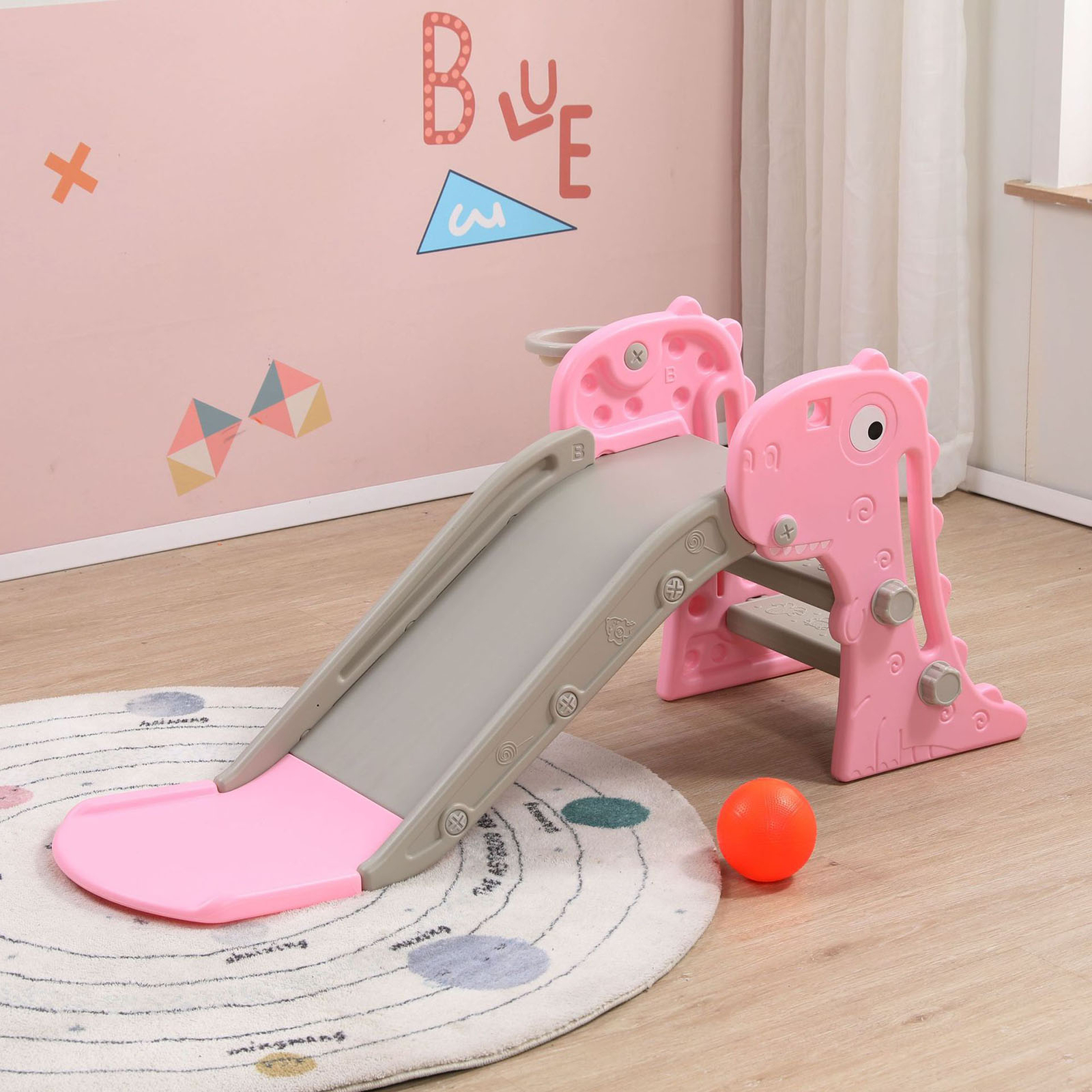 Toddler Indoor Slide Dinosaur Shape Combination Toy Indoor Slide Basketball Hoop - Picture 5 of 5
