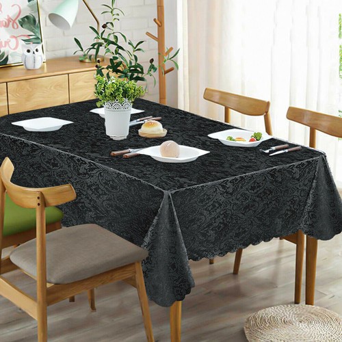 Table Cloth Cover Damask Jacquard Rectangle & Round Napkin Table Runner Floral - Picture 11 of 38