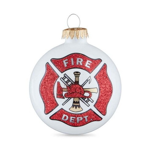 Adorno de Navidad con logotipo del Departamento de Bomberos American Pride, 1 unidad blanca 3 1/4 pulgadas - Imagen 1 de 3