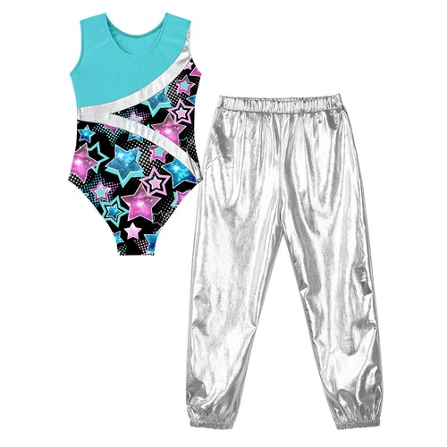 Kids Girls Tracksuit Round Neck Dancewear Competition Dance Outfits Performance - Picture 51 of 69