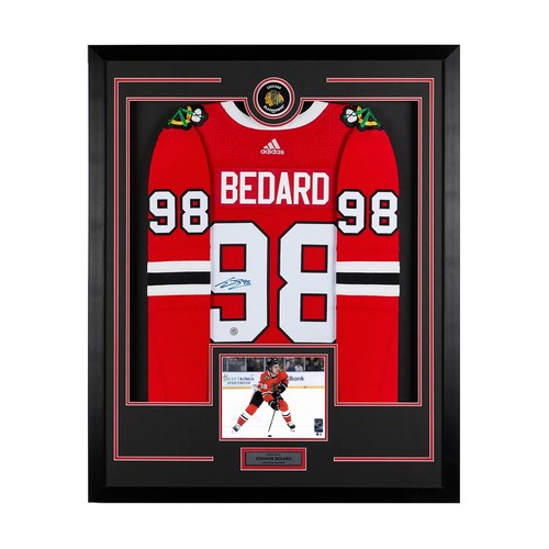 Connor BEDARD Signed Chicago Blackhawks Pro Adidas Deluxe Framed Jersey