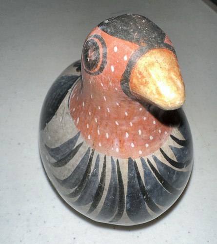 Vintage TONALA POTTERY Grey Dove Mexican Folk Art Hand Made & Painted 5” X  4” - Picture 3 of 5
