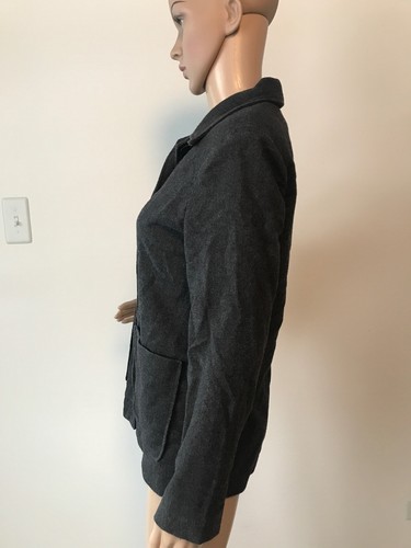 Abrigo Chaqueta Abrigo Gap Oscuro Gris Carbón Reciclado Mezcla de Lana con Botones Para Mujer XS - Imagen 4 de 12