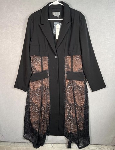 By Anthropologie Netz Spitze Twofer Blazer Midikleid Größe 16 schwarz neu mit Etikett!