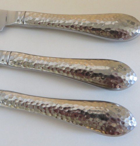Set of 3 Wallace COLONIAL HAMMERED STAINLESS French Hollow Knife w/ bonus - Picture 2 of 4