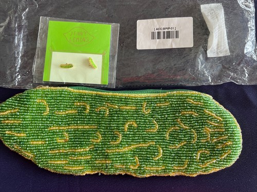 Jenny Zitronen Perlen Etui & 22k vergoldete Emaille Ohrringe süß Pickle Set - Bild 4 von 8