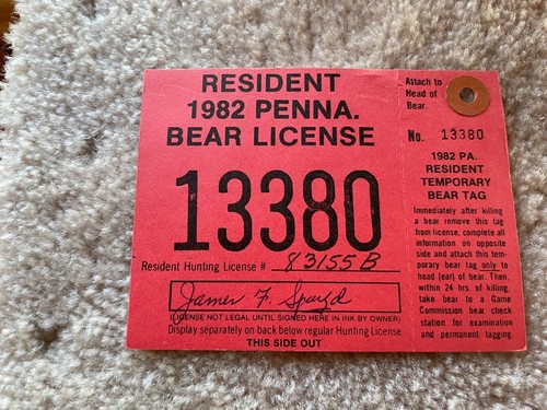 Lot of 16 1982-1989 Pa Pennsylvania Resident Bear Licenses - Picture 2 of 8