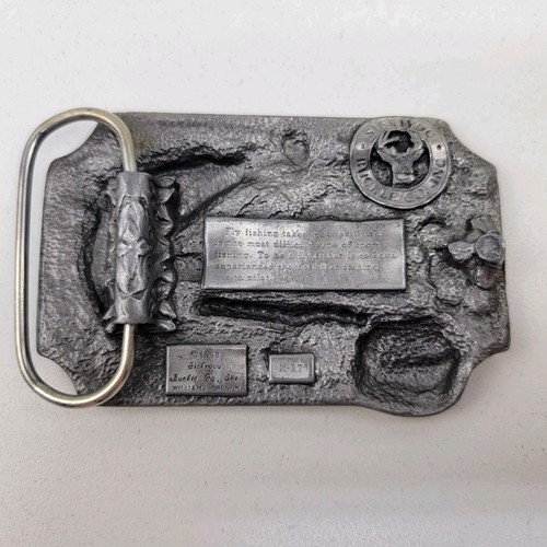 Siskiyou Buckle Co Fisherman Fishing Angler Oregon K-27 1983 Mountains Pewter - Picture 3 of 10
