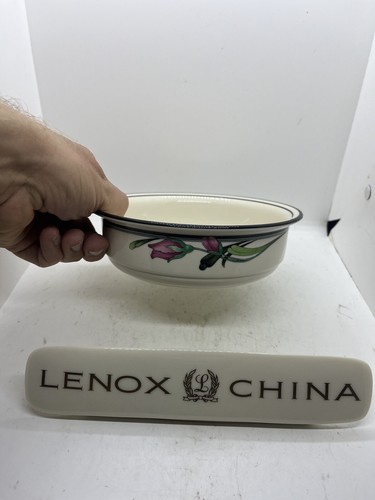 Set Of 8 Lenox Chinastone Midnight Blossoms Pattern 6.25” Soup/Cereal Bowls EUC - Picture 3 of 24