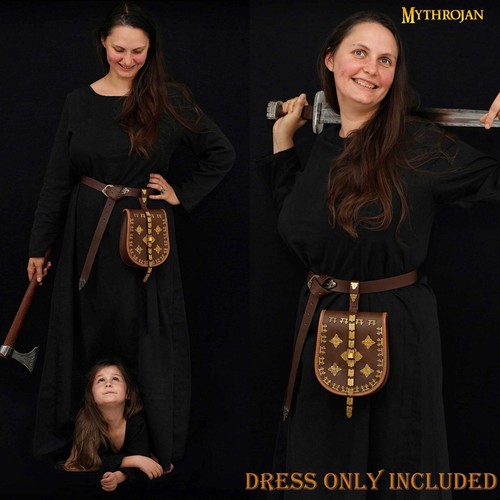 Medieval Dress Viking Renaissance Renfair Costume Women Reenactment Outfit Black - Picture 6 of 13