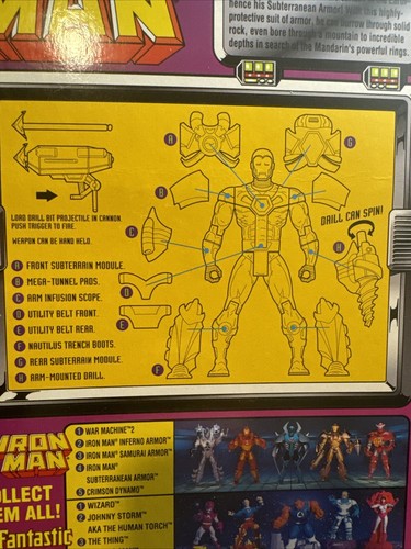 1996 Toy Biz Marvel Comics Iron Man Subterranean Armor with Excavation Equipment - Bild 9 von 11