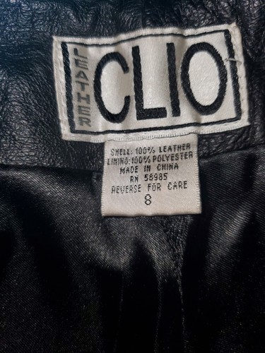 VINTAGE 90s CLIO BLACK GENUINE 100% LEATHER PANTS Size 8 Pre MILLENNIAL Club Bar - Picture 7 of 8