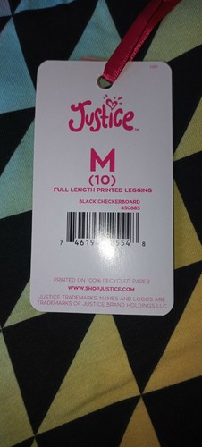 Girls justice full length legging size 10 new neon rainbow checkered - Picture 2 of 2