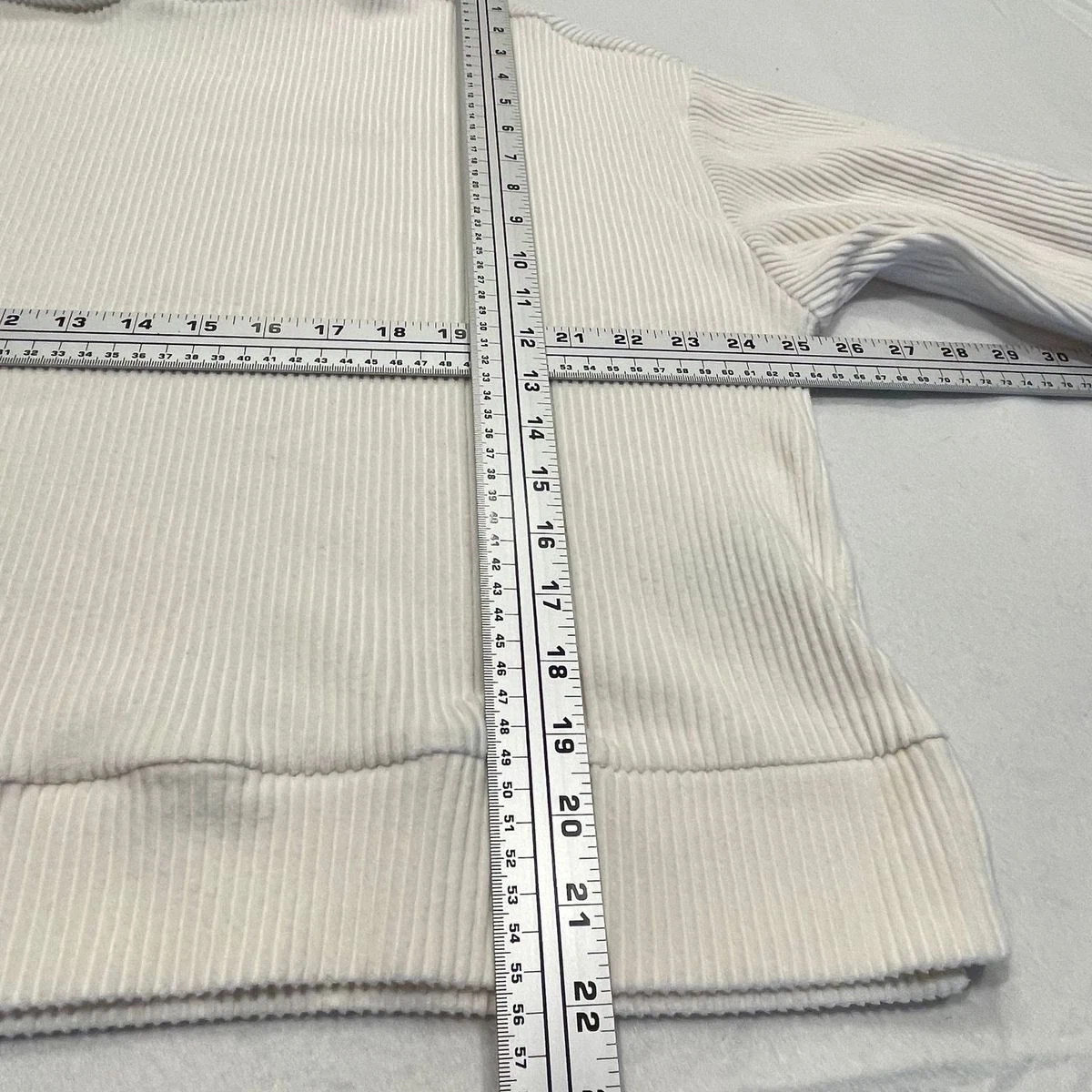 OFF WHITE Felpa donna GAP taglia XL accogliente con cappuccio a costine manica lunga pullover avorio gelo