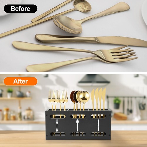 3 Compartment Flatware Caddy Cutlery Utensil Holder Organizer Caddy Box For C... - Picture 5 of 7