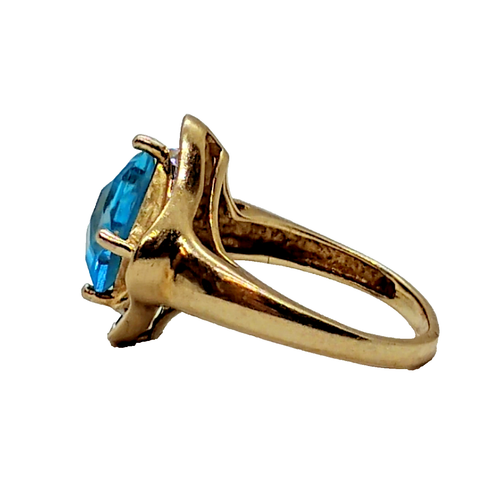 $3750 Unique 3.20 Carat Natural Blue Topaz & Diamond Cocktail Ring - Picture 6 of 10