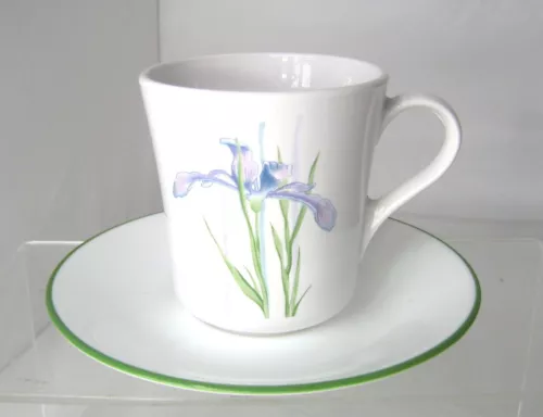 Corelle Corning SHADOW IRIS Coffee Cups Mugs And Saucers 8 Piece Lot 4 Sets