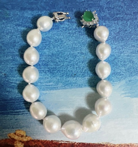 Classic 10-11mm South Sea Baroque White Pearl Bracelet7.5-8" - Picture 8 of 11